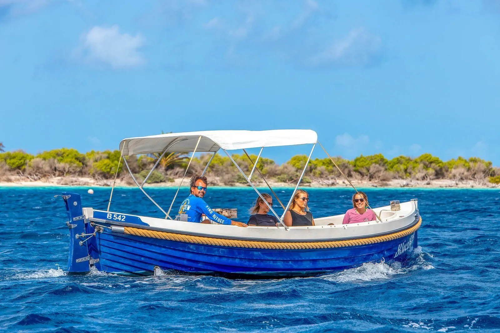 Blue Dutch Sloop on the water of Bonaire, photo 1 of 11