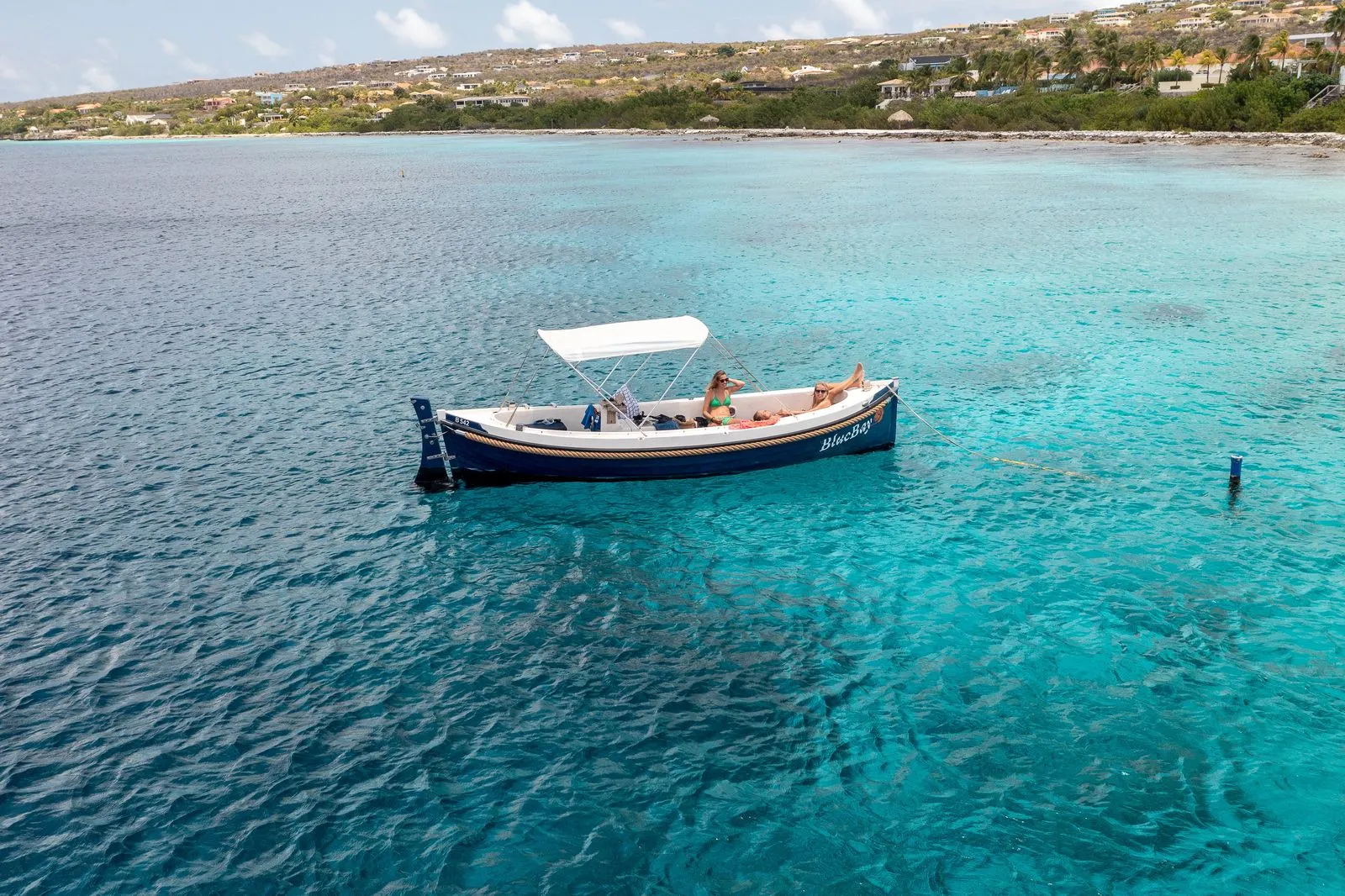Blue Dutch Sloop on the water of Bonaire, photo 2 of 11