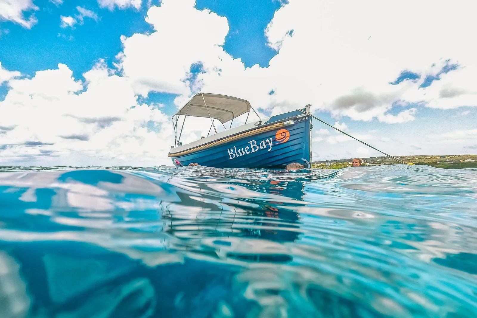 Blue Dutch Sloop on the water of Bonaire, photo 3 of 11