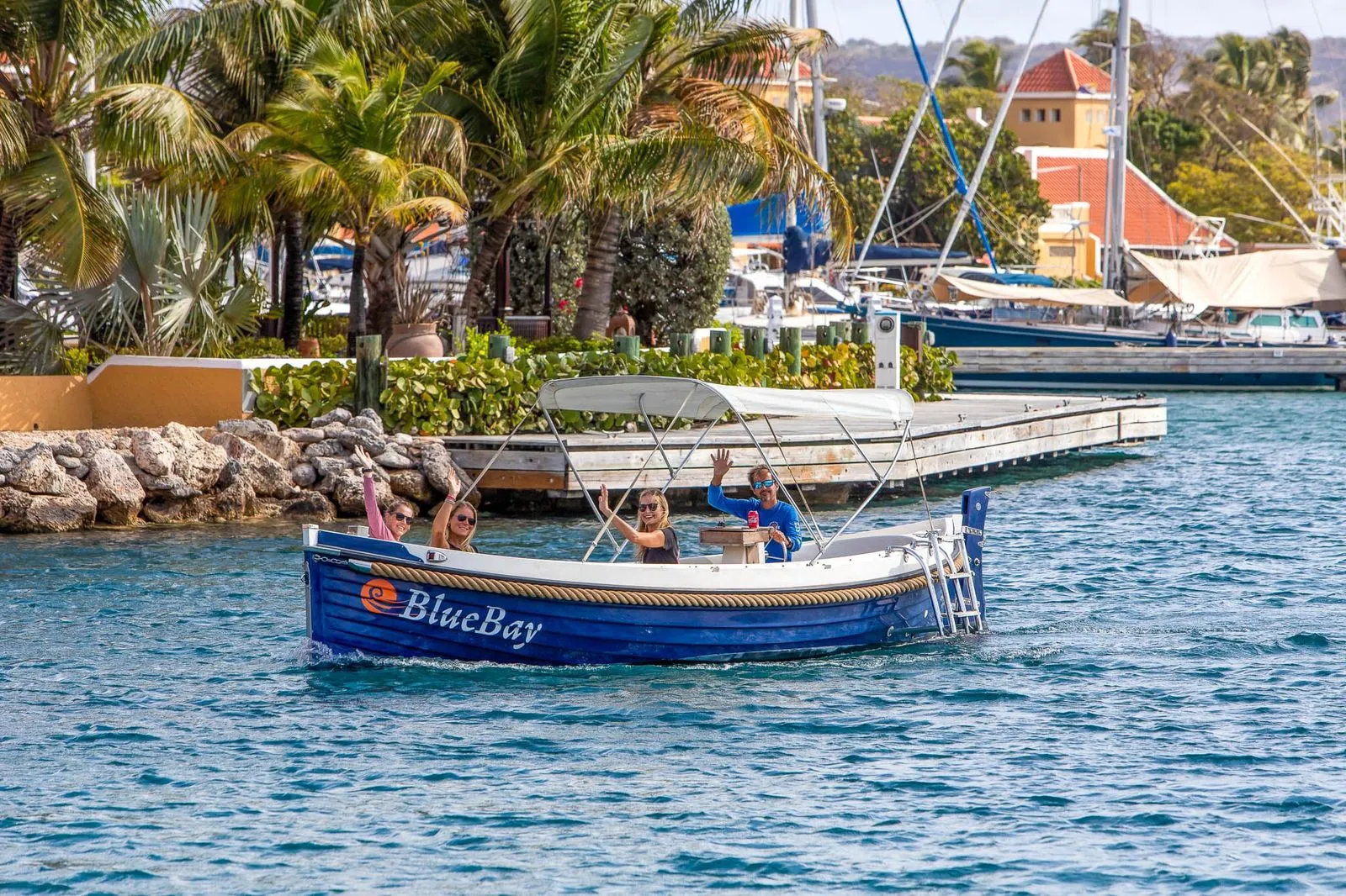 Blue Dutch Sloop on the water of Bonaire, photo 5 of 11