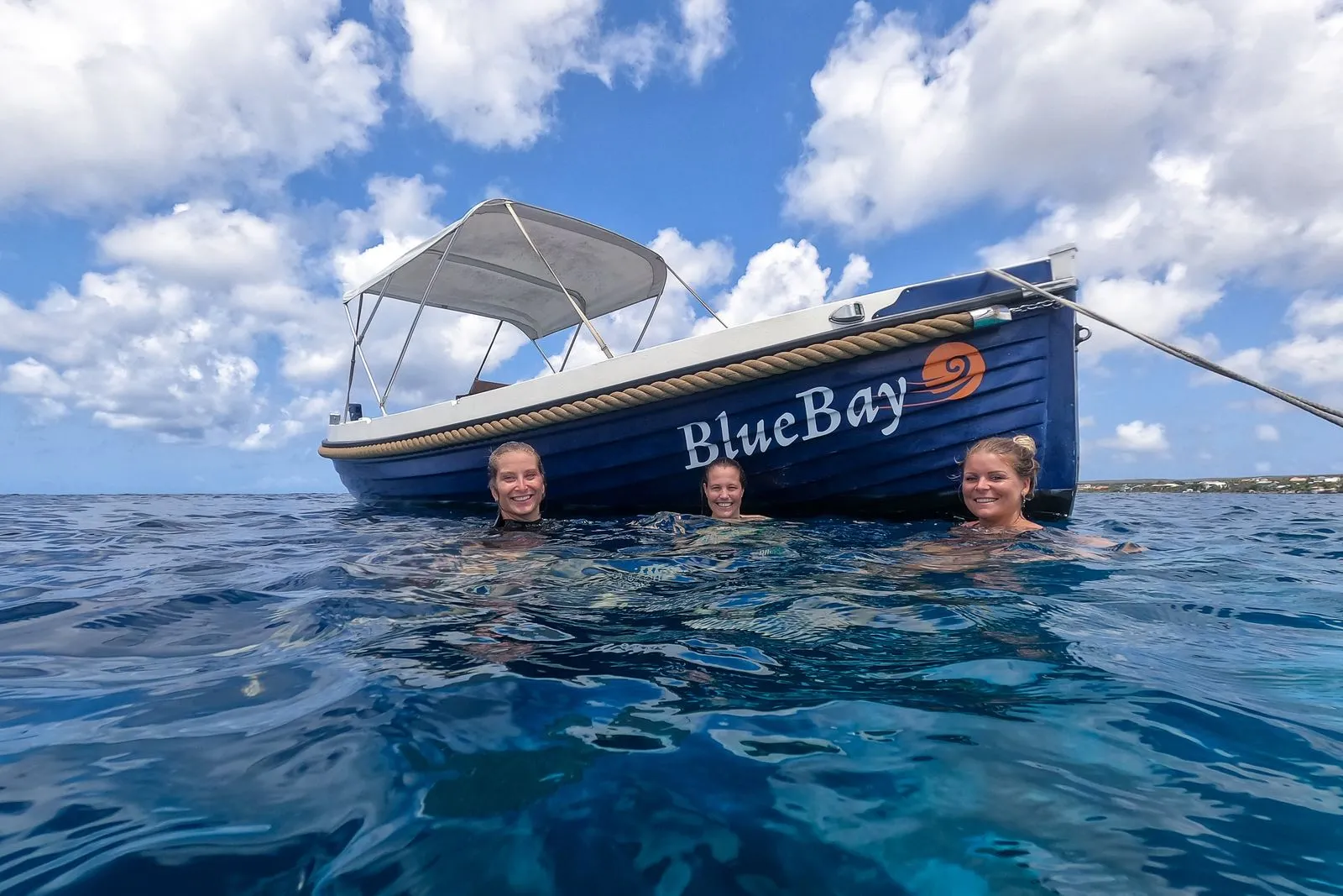 Blue Dutch Sloop on the water of Bonaire, photo 8 of 11