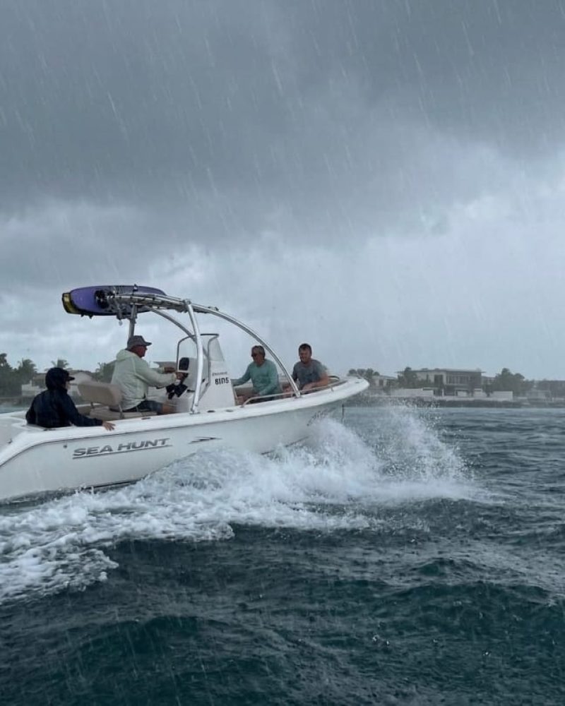 Boat on Bonaire during bad weather
